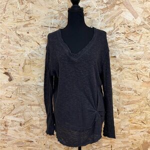We The Free Dark Gray Textured Tunic